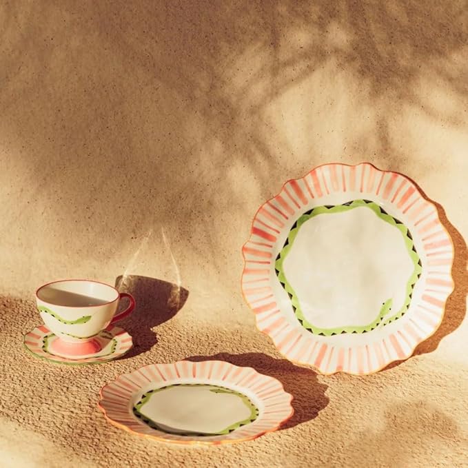 Camping Plates Hand-painted Contrasting Color Ceramic Dinner Plate, Home Dining, Tableware, New Year Gift Decorative Plate