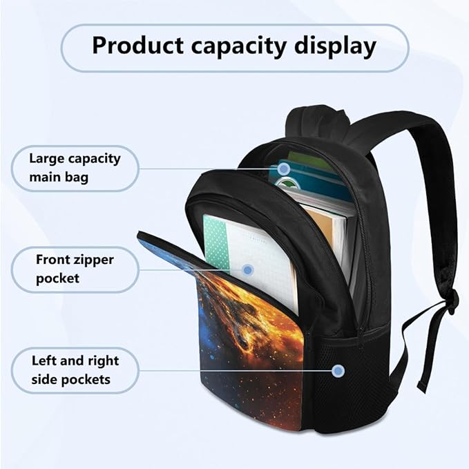 Wolf Backpack for School Boys Back to School, 4th Grade Boys Backpack 4 Piece Set Lunch Box Lightweight Pencil Case Water Bottle Holder Bookbag Accessories Sets