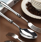 Silverware Flatware Cutlery Set， 5/20/30/40 Pieces 304 Stainless Steel Knives and Forks， High-end Steakhouse Dining Knives， Forks and Spoons， Restaurant Home，Silver-6Set-30Pcs