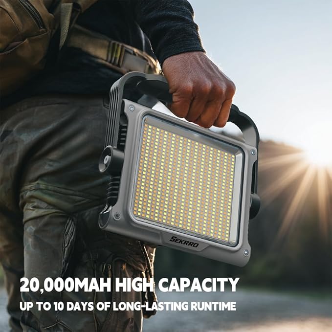 P8 Portable Rechargeable LED Camping Lantern & Work Light, IP67 Waterproof, 3500LM Ultra Bright, 20000mAh Battery, Magnetic Base & Hanging Hook for Outdoor, Job Site, Emergency