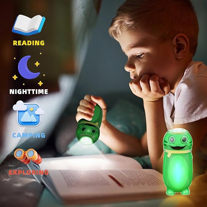 2 Pack Small Mini LED Flashlights for Kids Girls Boys Toddlers Cute Small Animal Flashlight - 2 in 1 Camping Lantern Flashlight - Christmas Gifts Stocking Stuffers Party Favors Halloween