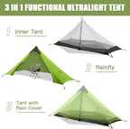 Night Cat Ultralight Tent 1 Person with Internal-Frame Hiking Backpack 100L for Professional Backpacker Hiker 2 LBS Only Lanshan Backpacking Tent Heavy Rain Waterproof Trekking Pole Not Included