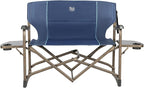 Timber Ridge Double Camping Chair Foldable Loveseat Directors Chairs, Oversized Double Folding Camping Chairs with 2 Side Tables, 2 Person Lawn Chair, Heavy Duty Support 600 LBS for Outdoor, Blue
