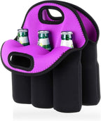 Hipiwe 6 Pack Beer Cooler Tote Bag, Extra Thick Neoprene Beer Bottle/Can/Beverage Carrier, Insulated Feeding Bottles Tote Sleeve