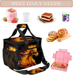 Flame Animals Horse Soft Cooler Bag Insulated Lunch Box for Men & Women, Large Leakproof Lunch Bag Portable Beach Cooler for Work, Picnic, Road Trips,Fishing, Travel, Camping,A-16