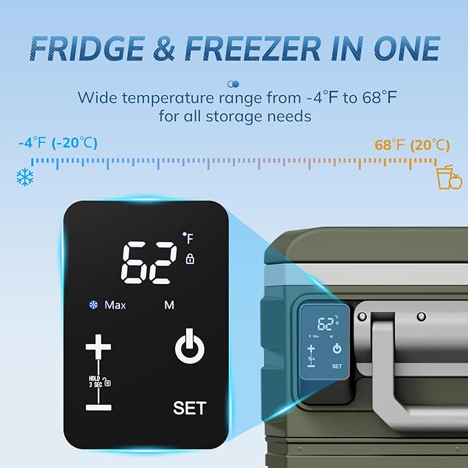 Antarctic Star 12 Volt Refrigerator,68QT(64L)Electric Cooler Compressor, -4℉~68℉ Portable Refrigerator,Car Fridge 12/24V DC 100-240V AC Portable Freezer with Wheels&2 Baskets for Camping,RV,Car,GREEN