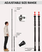 Tarp Poles Heavy Duty Adjustable, AVOFOREST Aviation Aluminum 8.7FT Tent Poles Lengthen and Thicken with Protection Cap Awning Poles Set of 2 for Hiking