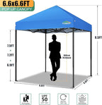 COBIZI 6.6x6.6ft Pop Up Canopy Tent, Heavy Duty Canopy Easy Set up All Weather Waterproof Outdoor Canopy Tent for Parties, Beach, Garden, Camping with 1 Handbag, 3 Adjustable Heights, UPF50+, Blue