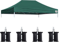 Eurmax USA Pop Up Canopy Top Gazebo Tent Cover Replacement Top Only,Bonus 4PC Pack Weight Bag (10x15, Forest Green)