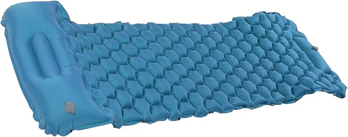 Camping Sleeping Pad Mat, Foot Press Inflatable Cushion Mattress, Sturdy 40D Nylon Fabric, TPU Laminate, for Tent Hiking Travel, Lightweight Compact, Easy to Store (Peacock Blue)