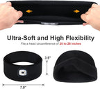 SUNPRO 2 Pack Sports Headband with LED Light, Beanie with Light, Unisex Knit Lighted Hat, USB Rechargeable Headlight Cap, Warm Winter Gifts for Men and Women