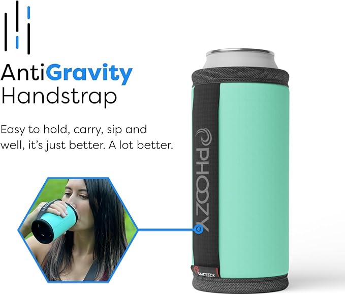 PHOOZY Insulated Can Cooler for Slim 12oz Cans with NASA-Inspired Technology - Patented Can Cooler That Keeps Drinks Cold 10x Longer - Lightweight for Outdoor Adventures - Mint