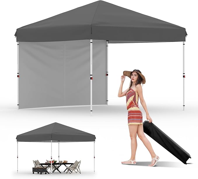Garvee 10x10 Pop Up Canopy Tent, Heavy Duty Commercial Instant Shelter with One-Person Setup, UPF 50+ Waterproof, 100 Sq Ft Shade for Outdoor Events, Camping, Farmers Market