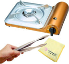 Iwatani Portable Butane Stove “Tatsujin” SlimⅤ CB-TS-5 ＆ Stainless Tongs ＆ microfiber towel – Made in Japan ｜ Single Burner Butane Stove