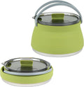 Hi Tek 1 Liter Collapsible Camping Kettle, 1 Portable Cook Pot - With Perforated Lid, Stainless Steel Bottom, Silicone Camping Coffee Pot, With High Heat Nylon Handles, For Travel - Restaurantware