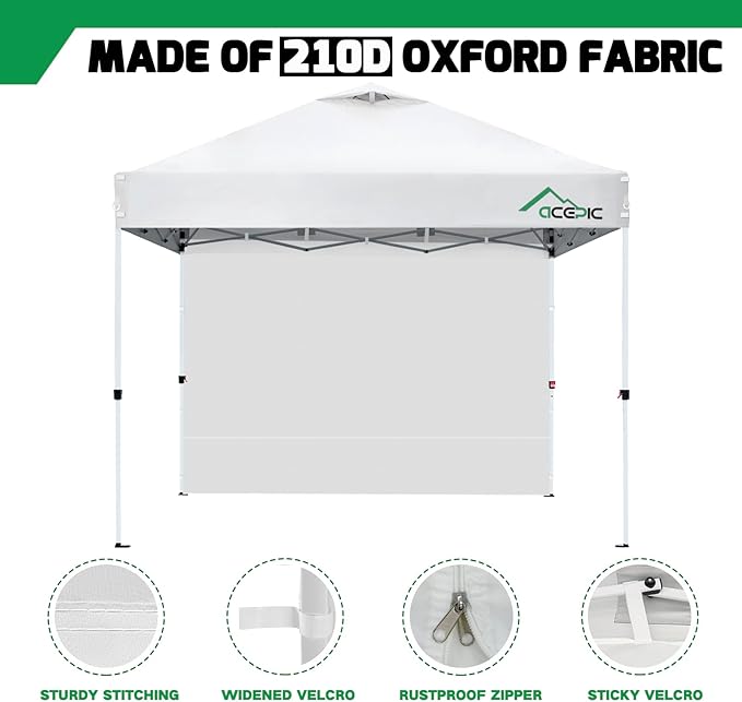 Canopy Sidewalls for 10x10 Pop Up Canopy Frame, Waterproof UV Protection Material for Outdoor Events, Courtyard, Vendor Booths (White, 3 PCS Sidewalls Only)