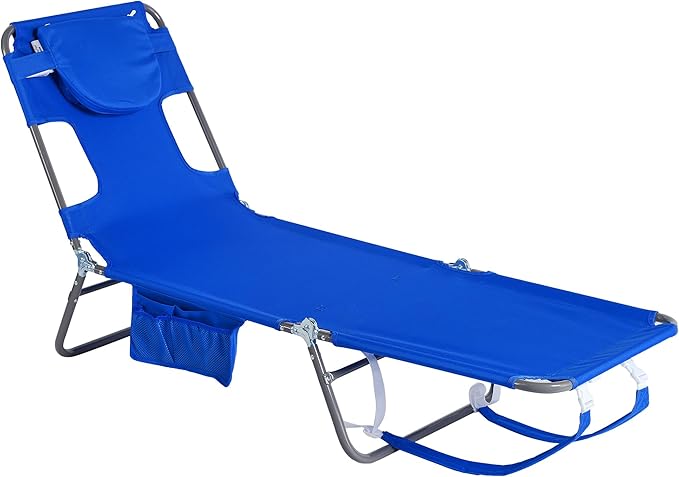 SUNNYFEEL Beach Lounge Chair, Backpack Reclining Beach Chairs Lay Flat, Sun Face Down Tanning Chair, Folding Camping Chairs Portable Camp Cot with Backpack Straps for Outdoor/Picnic/Lawn