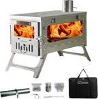 DANCHEL OUTDOOR TSG Portable TA1 Titanium Tent Wood Stove for Backpacking Camping, Collapsible Hot Tent Stove Rollable Chimney Pipe Cooking Hiking (Small/Large)