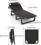 Roll Away Beds for Adults, 4 Positions Adjustable, Camping cot, Sleeping Bed Cots for Adults Outdoor Portable Chaise Lounge Chair for Home Nap Beach Travel