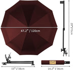 UPF 50+ Beach Umbrella with Adjustable Universal Clamp