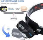 Headlamp Rechargeable, Super Bright Motion Sensor LED Head Lamp Flashlight, 8 Modes for Camping & Hiking Gear Essentials, IP65 Waterproof Headlight, Red Light for Emergency Safety, USB Cable Included