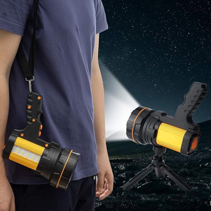 Super Bright Handheld Spotlight Flashlight LED High lumens Rechargeable, Most Powerful Spot Lights Hand held Large Capacity 10000 Long Lasting High Power Searchlight Big Flashlight