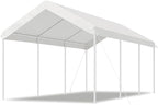 Aoxun 10x20 FT Carport Heavy Duty Car Canopy with Tarp & Wind Resistance Portable Garage Car Tent Outdoor Car Port with Tear Resistant Canopy, No Sidewall - Milky White