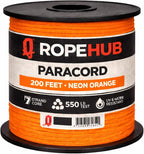 RopeHub 550 Paracord – 7 Strand Core Nylon Parachute Cord, 550 lb Test – Durable Utility Cord for Camping, Survival, DIY, Gear, Tents, Tarps – Multiple Colors & Lengths