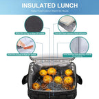 iknoe Insulated Lunch Bag, Foldable 8.5L Cooler Bag for Men & Women, Leakproof Thermal Design, Great for Office, Picnic, Travel, Lunch Box, Black