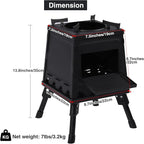 Lineslife Wood Burning Camp Stove, Portable Cast Iron Camping Wood Stove, Black Woodstove with Carrying Case for Backpacking Outdoor Cooking