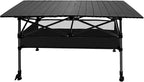 4FT Camping Table, 47" x 21" Steel Fold Up Lightweight Table, Adjustable Height Folding Picnic Table with Carry Bag for Camping, Picnic, Backyard, BBQ, Patio
