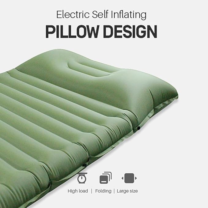 Camping Sleeping Pad Inflatable Mattress, Compact-Portable Lightweight Mat with Built-in Foot Mattress Twin Size Double with Pillow Built-in