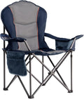 Large Camping Chair with Side Table Heavy Duty 500LBS - Folding Outdoor Chair with Cooler Bag (Blue & Gray, 1 PCS)