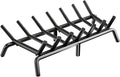 Idzo Cast Iron Fireplace Grate 24 inch, 3/4" Bar Fireplace Log Grate with Additional Leg for Sturdy Stand & Better Air Flow, Quick Assembly Fireplace Wood Grate for Indoor & Outdoor