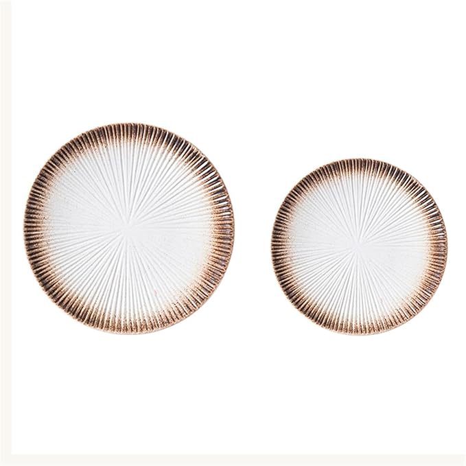 Camping Plates Fruit Tray Ceramic Flat Plate Dessert Plate Salad Plate Dinner Plate Home Tableware Kitchen Restaurant Flat Plate Round Steak Plate Decorative Plate(05,B)