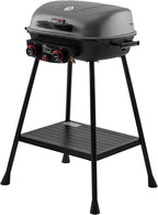 Royal Gourmet GT2003 Portable 2 Burner Propane Gas Grill with Stand and Warming Rack, 2-in-1 Grill Griddle Combo with 17,000 BTUs Output forCamping, Tailgating, Backyard, Gray