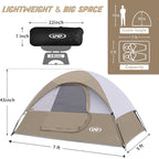 Camping Tent 2-4 Person, Waterproof Windproof Tent with Rainfly Easy Set up-Portable Dome Tents for Camping…