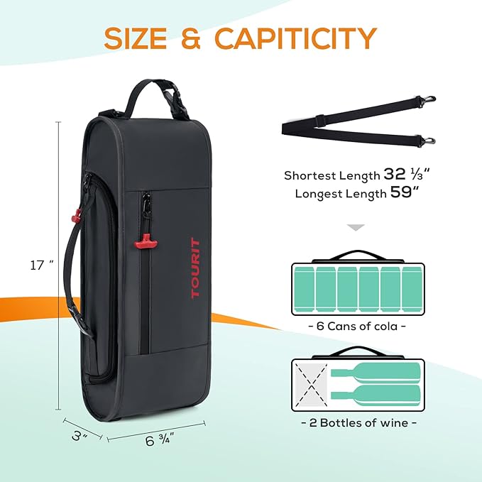 TOURIT Cooler Bag - 6-Can Insulated Sleeve, Small Soft Golf Accessories for Men, Fits Discreetly in Golf Bag