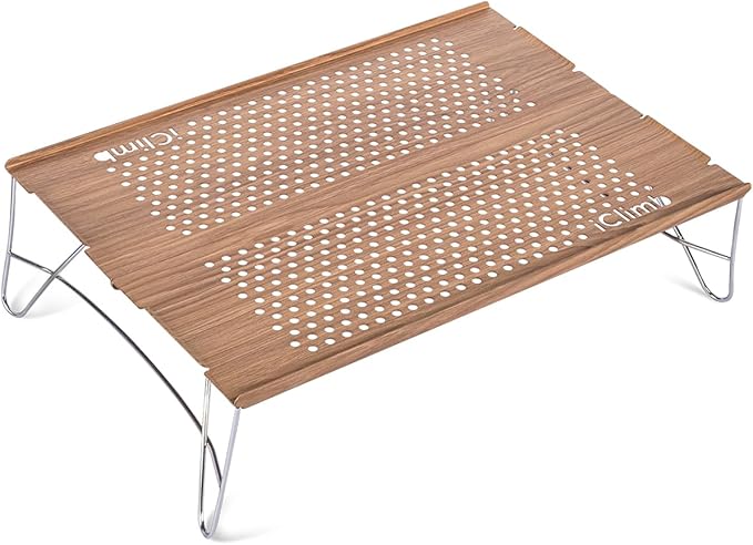 iClimb Mini Solo Folding Table Ultralight Compact for Backpacking Camping Hiking Beach Picnic (Nature - S)