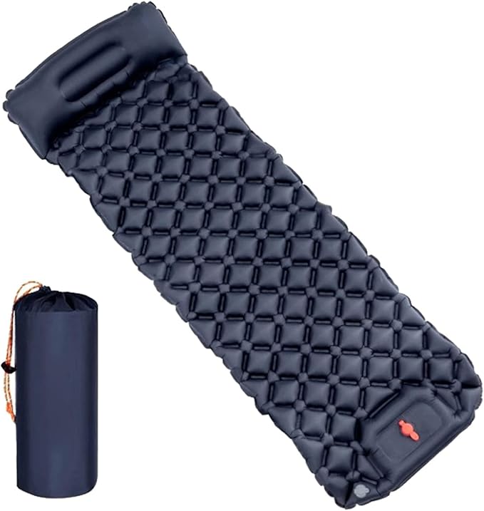 QINGFAN Outdoor Camping Inflatable Mattress Sleep Pad with Pillows Travel Mat Folding Bed Light Weight Air Cushions