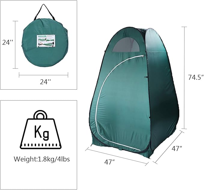 Changing Room Dressing Tent, Portable Pop Up Toilet Shower Tent, Camping Shelter Tent, Pop Up Privacy Tent, with Carry Bag, for Outdoor, Camping, Beach, Hiking, Fishing