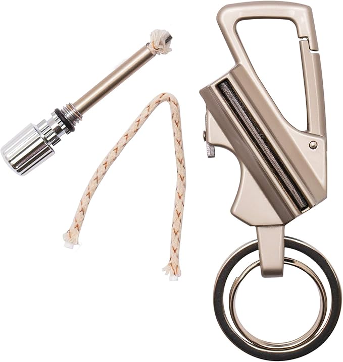 SURVIVE Permanent Match Bottle Opener Metal Keychain, Reusable Survival Fire Starter Lighter, Emergency Waterproof Striker Stick Kit