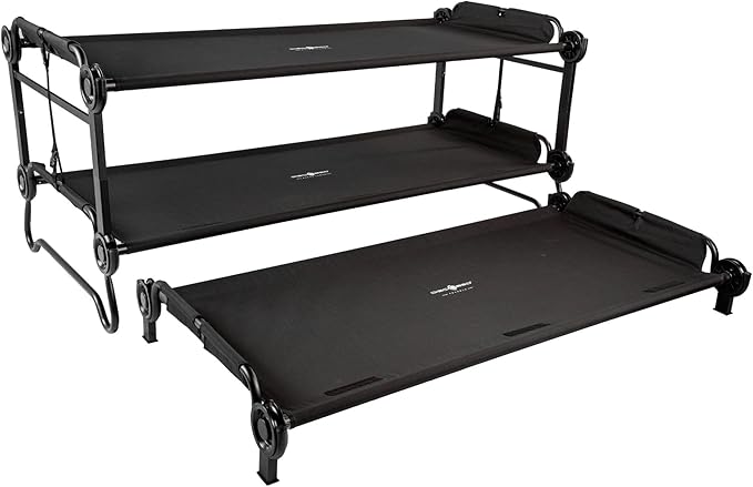 Disc-O-Bed Trundle Cot for XL or 2XL Bunk System with Zippered Carry Bag for Easy Portability, 300 Lbs. Weight Capacity, Black