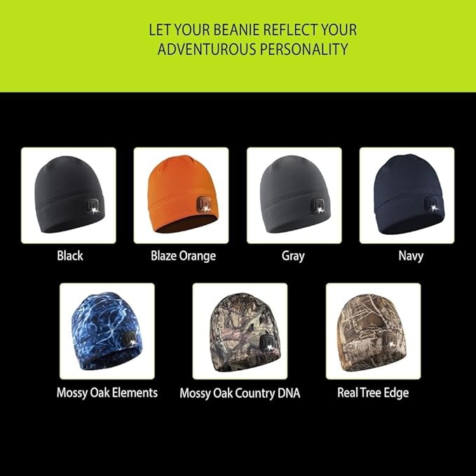 POWERCAP LED Hat Light 150 Lumens Rechargeable Fleece Beanie with Bright Built-in Headlamp Waterproof LED Warm One Size Cap