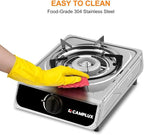 Camplux Single Burner Propane Stove 9,800 BTU, Stainless Steel Portable Gas Stoves