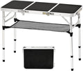 3 ft Folding Table, Folding Camping Table with Storage Net, Lightweight Portable Aluminum Foldable Table with Adjustable Height Max 27.5 Inch Outdoor Table for Picnic Travel, Black