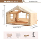 Inflatable Tent House Camping Tent with Mesh Windows and 2 Skylights Waterproof Oxford Blow Up Tent with Chimney Opening Family Tent with Pump Easy Setup Air Glamping Tents for Camping Outdoor