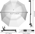 UPF 50+ Beach Umbrella with Adjustable Universal Clamp