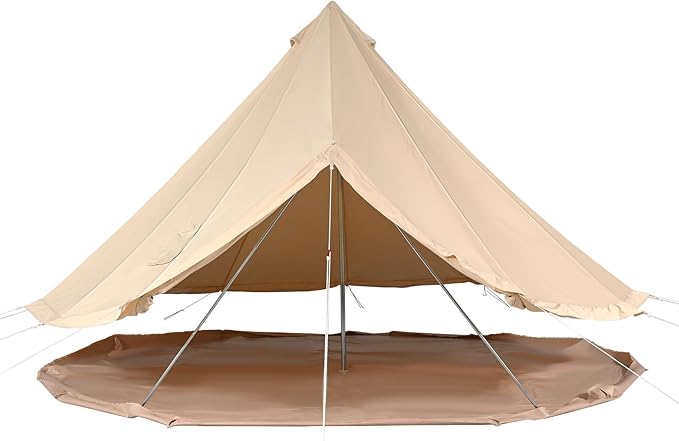 VEVOR Canvas Tent Bell, Yurt 4 Seasons for Camping with Stove Jack, Breathable Holds up to 4 People, Family Camping Outdoor Hunting Party