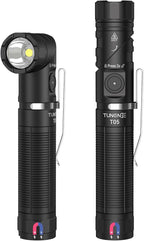 T05 EDC Tactical Flashlight Rechargeable, 1500 High Lumen 90 Degree Work Light with Magnet, 6 Mode Super Bright Small LED Flashlight for Work Maintenance, Outdoor, and Emergency Situations